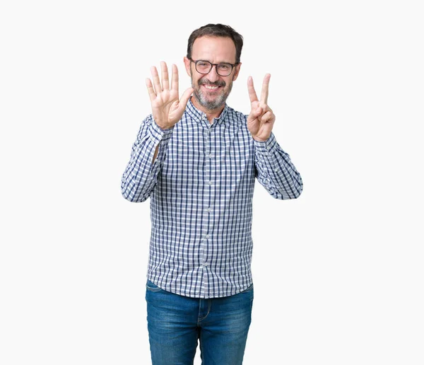 Handsome Middle Age Elegant Senior Business Man Wearing Glasses Isolated — Stock Photo, Image