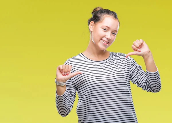 Young Beautiful Caucasian Woman Isolated Background Looking Confident Smile Face — Stock Photo, Image