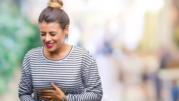 Junge Schöne Frau Lässig Streifen Pullover Über Isoliertem Hintergrund Mit — Stockfoto