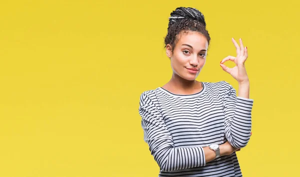 Young Gevlochten Hair Afrikaans Amerikaans Meisje Dragen Trui Geïsoleerde Achtergrond — Stockfoto