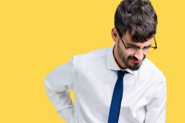 Junger Gutaussehender Geschäftsmann Mit Brille Über Isoliertem Hintergrund Der Unter — Stockfoto