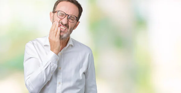 Bonito Homem Negócios Sênior Meia Idade Elegante Usando Óculos Sobre — Fotografia de Stock