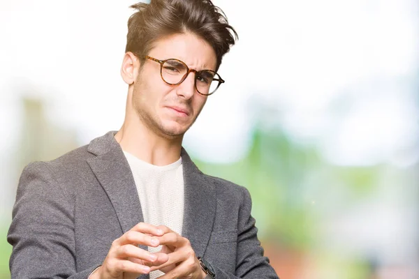 Junger Geschäftsmann Mit Brille Über Isoliertem Hintergrund Angewidert Miene Ungehalten — Stockfoto