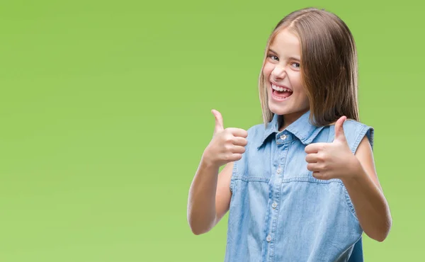 Junge Schöne Mädchen Über Isolierten Hintergrund Erfolgszeichen Tun Positive Geste — Stockfoto