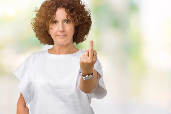 Vackra Mellersta Ager Senior Kvinna Klädd Vit Shirt Över Isolerade — Stockfoto