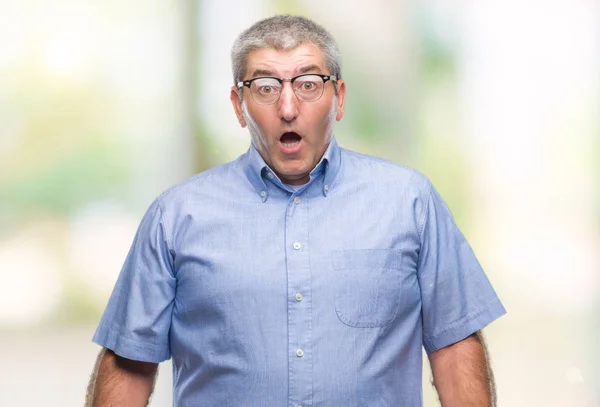 Schöner Älterer Mann Mit Brille Über Isoliertem Hintergrund Ängstlich Und — Stockfoto
