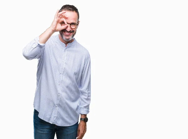 Edad Media Hoary Hombre Mayor Con Gafas Sobre Fondo Aislado — Foto de Stock