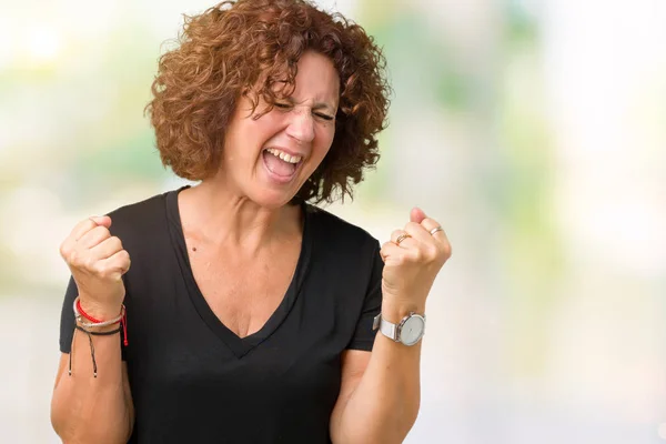 Hermosa Mujer Mediana Edad Ager Sobre Fondo Aislado Muy Feliz — Foto de Stock