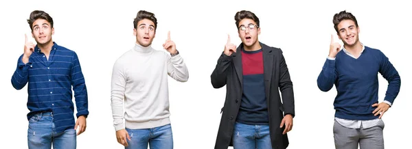 Collage Eines Jungen Gutaussehenden Geschäftsmannes Mit Isoliertem Hintergrund Der Mit — Stockfoto