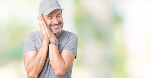 Guapo Mediana Edad Hoary Hombre Mayor Con Gorra Deportiva Sobre —  Fotos de Stock