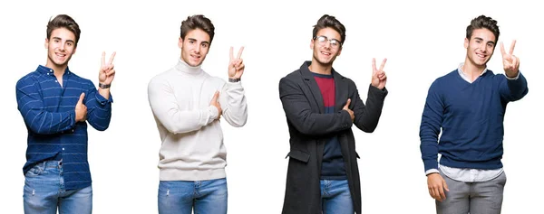 Collage Eines Jungen Gut Aussehenden Geschäftsmannes Vor Isoliertem Hintergrund Der — Stockfoto