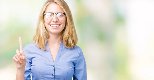 Mulher Negócios Jovem Bonita Sobre Fundo Isolado Mostrando Apontando Para — Fotografia de Stock