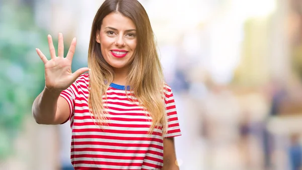 Mujer Hermosa Joven Mirada Casual Sobre Fondo Aislado Que Muestra —  Fotos de Stock