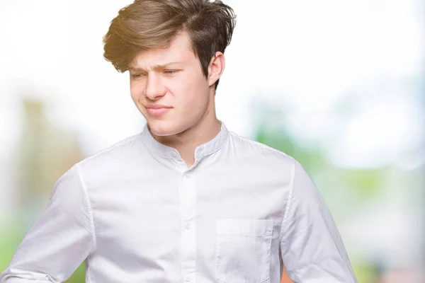 Young Handsome Business Man Isolated Background Hand Stomach Because Indigestion — Stock Photo, Image