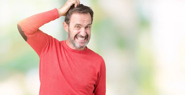 Knappe Middenleeftijd Hoary Senior Man Dragen Winter Trui Geïsoleerde Achtergrond — Stockfoto