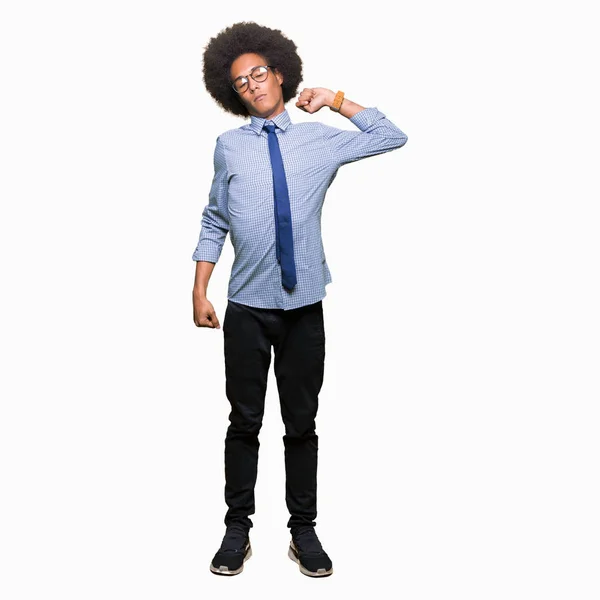 Jovem Homem Negócios Afro Americano Com Cabelo Afro Vestindo Óculos — Fotografia de Stock