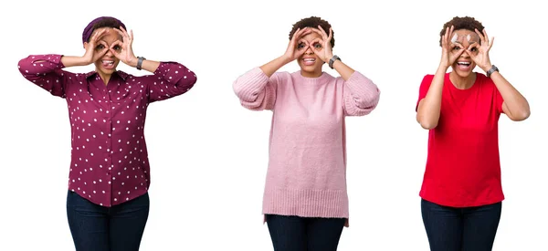 Young African American Woman Afro Hair Isolated Background Doing Gesture — Stock Photo, Image