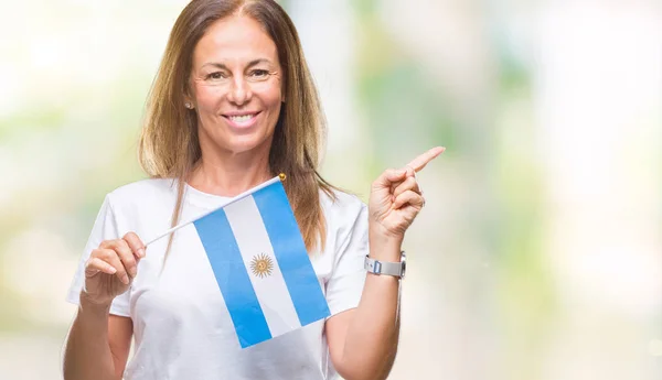 Középkorú Spanyol Gazdaság Argentína Zászlaja Alatt Elszigetelt Háttér Nagyon Boldog — Stock Fotó