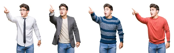 Collage Eines Jungen Gut Aussehenden Geschäftsmannes Über Isoliertem Hintergrund Der — Stockfoto