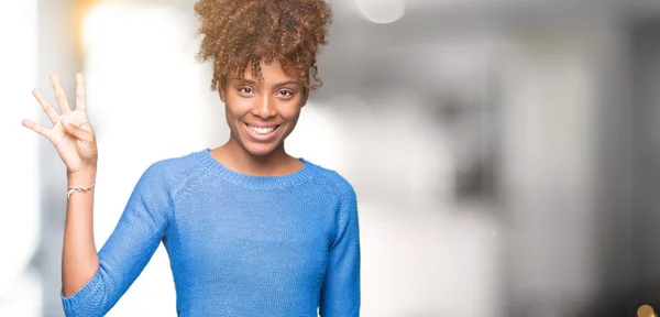 Mooie Jonge Afro Amerikaanse Vrouw Geïsoleerde Achtergrond Weergeven Met Vingers — Stockfoto