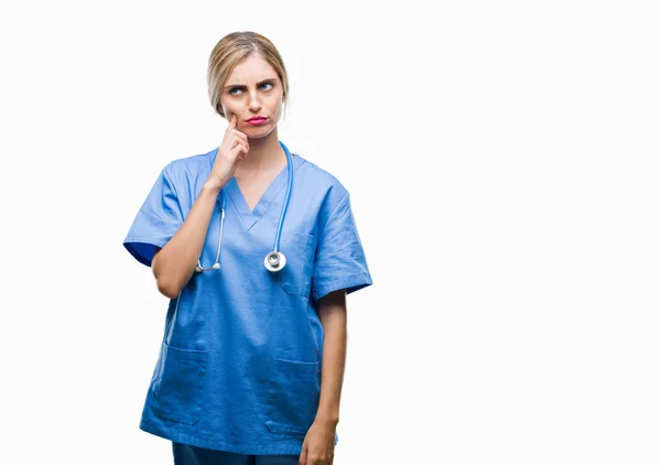 Young Beautiful Blonde Doctor Surgeon Nurse Woman Isolated Background Hand — Stock Photo, Image