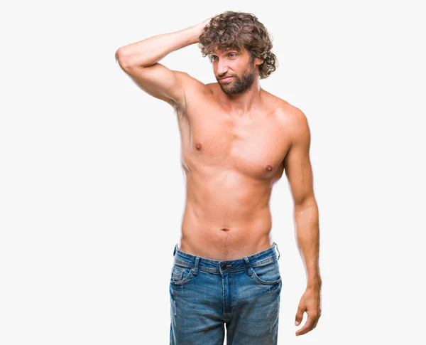 Pohledný Model Hispánský Muž Sexy Košili Izolované Pozadí Mást Zajímat — Stock fotografie