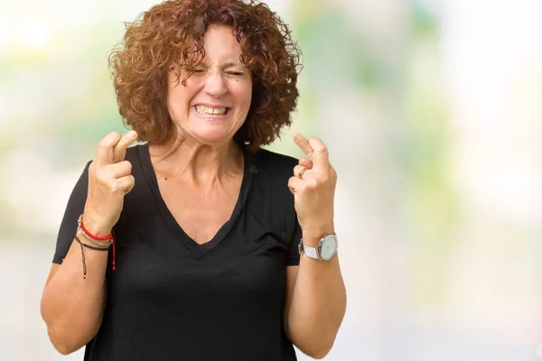 Belle Femme Âgée Âge Moyen Sur Fond Isolé Souriant Croisant — Photo