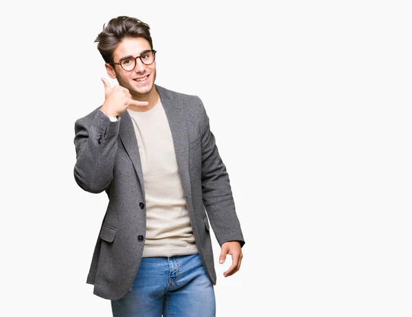 Young Business Man Wearing Glasses Isolated Background Smiling Doing Phone — Stock Photo, Image