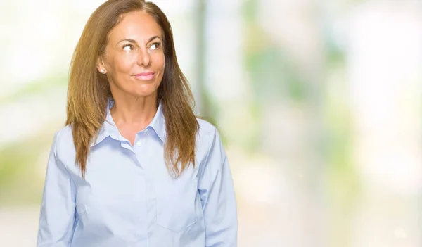 Bela Mulher Adulta Negócios Meia Idade Sobre Fundo Isolado Sorrindo — Fotografia de Stock