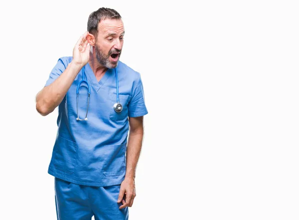 Middle Age Hoary Senior Doctor Man Wearing Medical Uniform Isolated — Stock Photo, Image