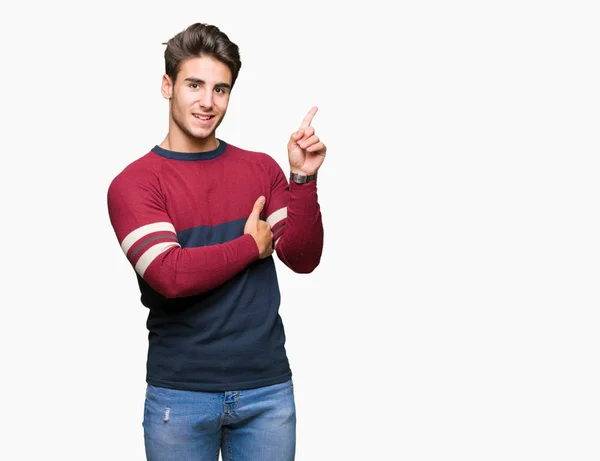 Jovem Homem Bonito Sobre Fundo Isolado Com Grande Sorriso Rosto — Fotografia de Stock