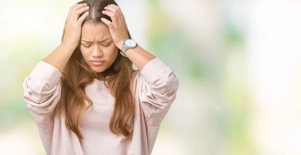 Giovane Bella Donna Bruna Indossa Felpa Rosa Sfondo Isolato Che — Foto Stock