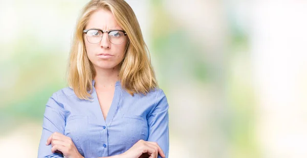 Schöne Junge Geschäftsfrau Mit Isoliertem Hintergrund Skeptisch Und Nervös Missbilligender — Stockfoto