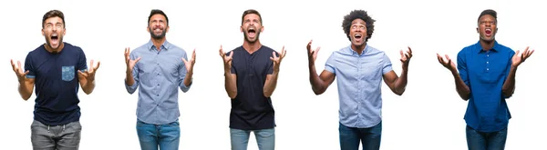 Collage Einer Gruppe Hispanischer Amerikanischer Indischer Männer Mit Isoliertem Hintergrund — Stockfoto