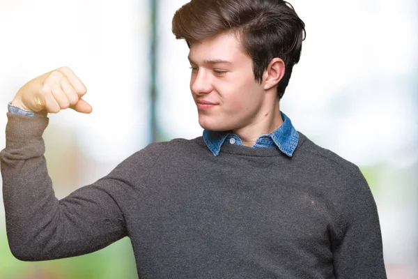 Junge Gut Aussehende Elegante Mann Über Isolierten Hintergrund Starke Person — Stockfoto