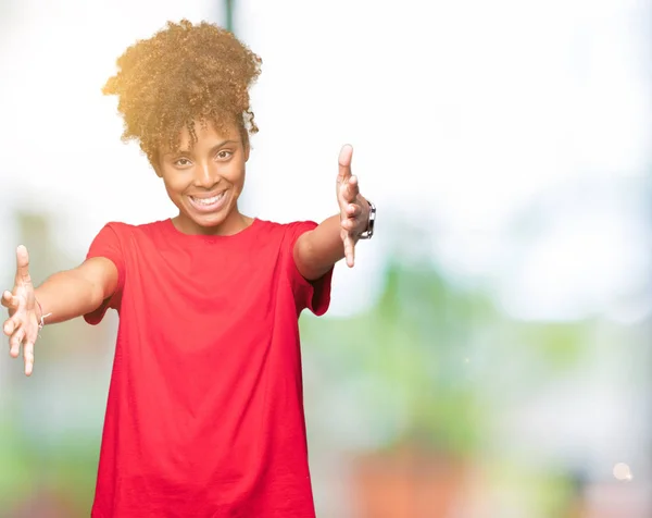 Beautiful Young African American Woman Isolated Background Looking Camera Smiling — Stock Photo, Image