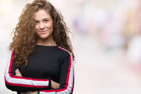 Beautiful Young Brunette Curly Hair Girl Wearing Casual Look Isolated — Stock Photo, Image