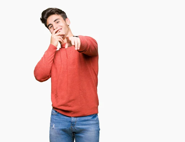 Young Handsome Man Isolated Background Laughing You Pointing Camera Finger — Stock Photo, Image