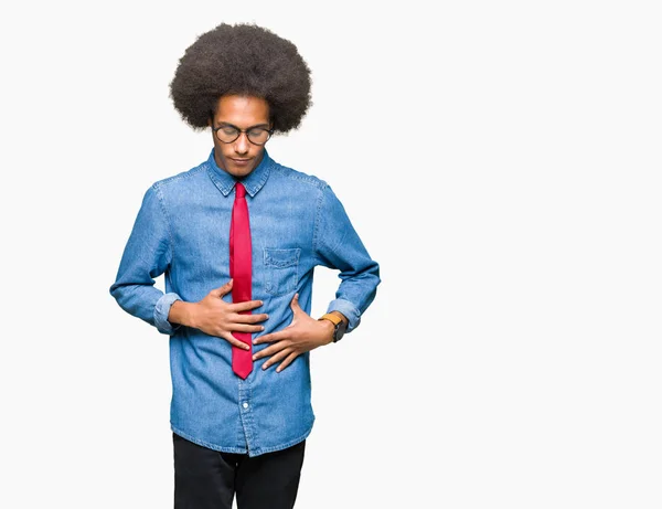 Jovem Homem Negócios Afro Americano Com Cabelo Afro Vestindo Óculos — Fotografia de Stock