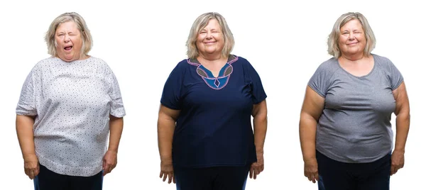 Collage Mujer Gorda Senior Sobre Fondo Aislado Guiño Mirando Cámara —  Fotos de Stock