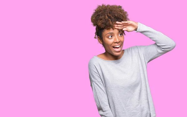 Beautiful Young African American Woman Isolated Background Very Happy Smiling — Stock Photo, Image