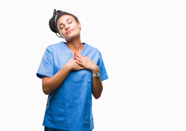 Joven Trenzado Pelo Afroamericano Niña Enfermera Profesional Sobre Fondo Aislado —  Fotos de Stock