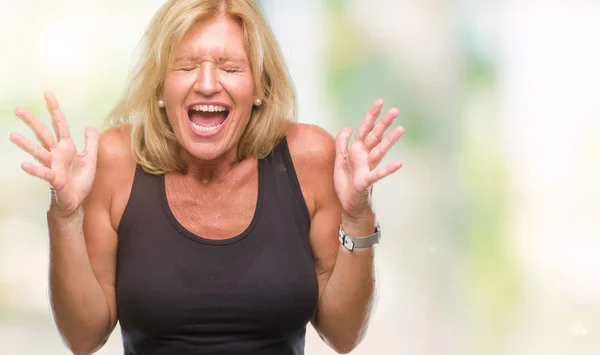 Middle Age Blonde Woman Isolated Background Celebrating Mad Crazy Success Stock Image