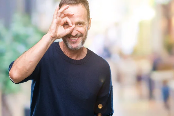 Middle Age Hoary Senior Man Isolated Background Doing Gesture Hand — Stock Photo, Image