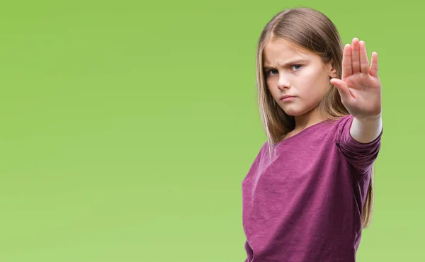 Menina Bonita Nova Sobre Fundo Isolado Fazendo Parar Cantar Com — Fotografia de Stock