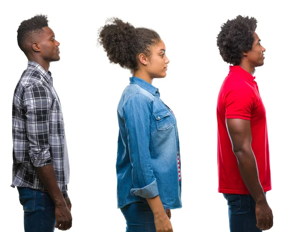 Collage Group African American People Afro Hair Isolated Background Looking — Stock Photo, Image
