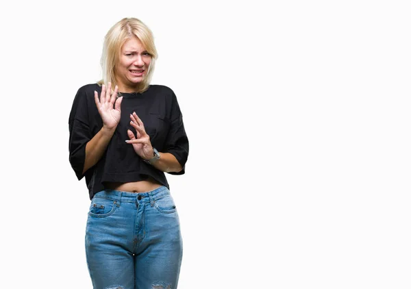 Young Beautiful Blonde Woman Isolated Background Disgusted Expression Displeased Fearful — Stock Photo, Image