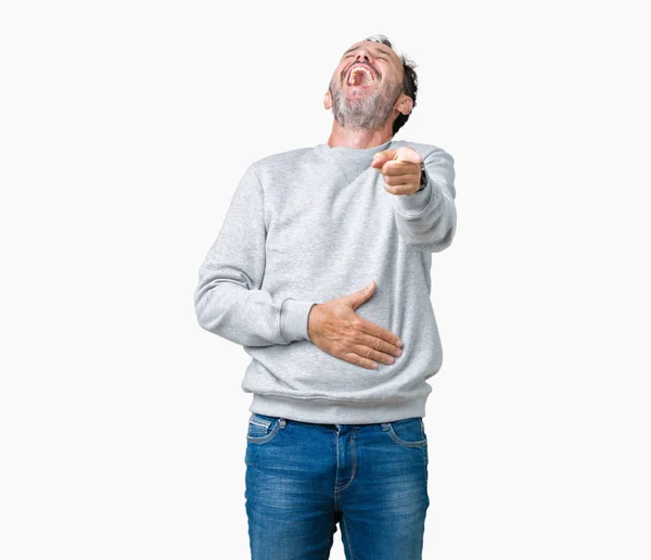 Schöner Älterer Mann Mittleren Alters Der Ein Sweatshirt Über Isoliertem — Stockfoto