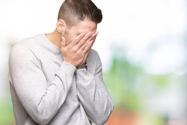 Joven Hombre Guapo Con Sudadera Sobre Fondo Aislado Con Expresión —  Fotos de Stock