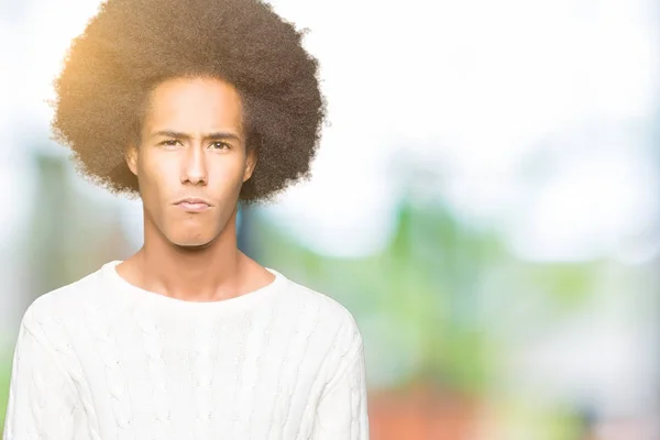 Jonge Afro Amerikaanse Man Met Afro Haar Dragen Van Winter — Stockfoto